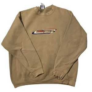 Vintage No Fear Skateboard Brown Tan Embroidered Heavyweight Crewneck Sweatshirt